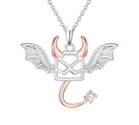 AOBOCO Devil Necklace Women's 925 Sterling Silver Wing Necklaces Angel Wings Necklace with Devil Pendant Jewellery