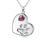 AOBOCO Dog Paw Necklace for Women Paw Print Necklace with Heart Pendant Pat Paw Necklaces Crystal Jewellery Valentine's Birthday Christmas Gifts