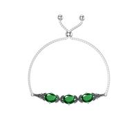 AOBOCO Emerald Green Bracelet for Women 925 Sterling Silver Vintage Retro Link Bracelet with May Birthstone Crystal from Austria, Birthday Jewellery Gifts for Women Her