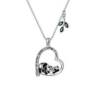 AOBOCO Gifts for Mum Necklace Sterling Silver Love Heart Panda Necklace with Crystals, Mothers Day Jewellery Birthday Gifts for Mum from Daughter