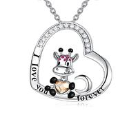 AOBOCO Giraffe Necklace 925 Sterling Silver I Love You Forever Heart Pendant Necklace, Birthday Wedding Anniversary Jewellery Gifts for Women Her Wife Girlfriend