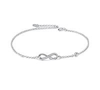 AOBOCO Infinity Ankle Bracelet for Women, 925 Sterling Silver Charm Adjustable Anklet 9+2'' (simulated Light Amethyst)