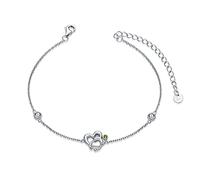 AOBOCO Nurse Bracelet for Women 925 Sterling Silver Stethoscope Charm Birthstone Bracelet with Peridot Green Crystal, Birthday Graduation Jewelry Gifts for Nurse Doctor RN Medical Student