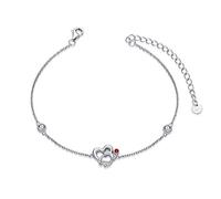 AOBOCO Nurse Bracelet for Women 925 Sterling Silver Stethoscope Charm Birthstone Bracelet with Ruby Red Crystal, Birthday Graduation Jewelry Gifts for Nurse Doctor RN Medical Student