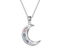 AOBOCO Sterling Silver Crescent Moon Necklace for Women, Gorgeous Multicolor Moon Pendant Embellished with Crystals from Austria, Anniversary Birthday Moon Jewelry Gifts for Lovely Ladies