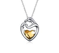 AOBOCO Sterling Silver Mum Heart Pendant Necklace, Birthday Christmas Gifts for Mum from Daughter Son (Yellow)