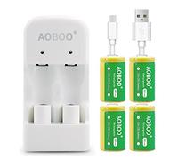 AOBOO CR2 3V 300Mah Rechargeable Battery 2Pcs with USB Charger Battery CR2 3Volt CR15H270 CR15266 CR15270 (Cr2 3v Charger (4pcs Batteries))