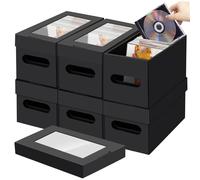 AOBOPLE CD Storage Boxes,6 Pack Cardboard CD Case Storage,CD Case Holder with Lid,Holds 30 CDs in Full Jewel Cases, 60 CDs in Slim Cases, and 165 Discs in CD Sleeves