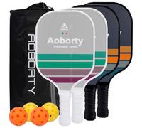 AOBORTY Pickleball Paddles 4 Pack - USAPA Light Graphite Premium Rackets Fiber Face & Polymer Honeycomb Core Pickleball Set with 4 Outdoor Indoor Balls Including Portable Carry Bag