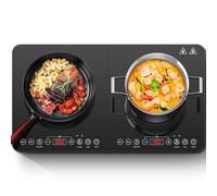 Aobosi Double Induction Hob,Induction Hobs with Black Glass Panel Body, Independent Control,Induction Cooker with 20 Temperature Setting&18 Power Levels[Upgrade],4-Hour Timer,2800W,Safety Lock