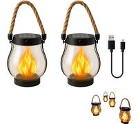 AOBUJDUB Kaliqo Solar Lantern Outdoor Lights, Dancing Flame Solars Lanterns Outdoor Lights, Solars Fire Lanterns, for Outdoors Patio Trail Decorations(2pcs)