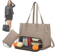 AOBUJDUB Lunch Tote Bag for Women, Purse and Lunch Bag Combo, 3 in 1 Lunch Tote Bag for Women, 15.6 Inch Tote Bag with Lunch Compartment(Brown)