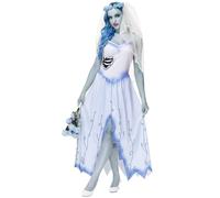 AOBUTE Womens Halloween Costume Zombie Bride Wedding Sleeveless Cosplay Outfits, Blue, Medium