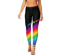 AOBUTE Womens Juneteenth Leggings LGBT Pride Legging Tights, L | Rainbow Multicolor, Large
