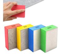 Aobuviou 4pcs Tile Polishing Pad Diamond Hand Polishing Pad Porcelain Sanding Blocks Glass Polishing Kit for Concrete Stone Granite Marble Ceramic 60# 100# 200# 400#