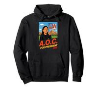AOC 2028 for President 8 Bit Funny Alexandria Ocasio-Cortez Pullover Hoodie