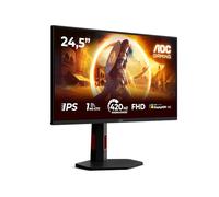 AOC 25G4KUR 24.5 inch FHD Monitor 400Hz, Fast IPS Panel, 1ms GtG, Adaptive Sync, HDR400, G-Sync Compatible, Height Adjustment, (1920x1080 HDMI 2x 2.0 DP 1x1.4 USB Hub) Black/red