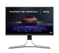 AOC AGON Porsche Design PD32M - 32 Inch 4K UHD Monitor, 144Hz, IPS, 1ms GTG, Light FX, Mini LED UHD, Speakers (3840 x 2160 @ 144Hz, HDR 1400, HDMI 2.1 / USB-C 3.2 / DP 1.4)