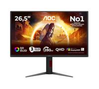 AOC Q27G4ZD 27 inch WQHD Monitor 280Hz, QD-OLED Panel, 0.03ms GtG, Adaptive Sync, HDR400 TrueBlack, G-Sync Compatible, Height Adjustment, (2560x1440 HDMI 2x 2.1 DP 1x 1.4 USB Hub) Black