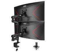 AOC AM720 Premium Aluminum Dual Monitor Arm, Mechanical Spring Vertical Column Desk Mount, Fits 17-34 Inch Screens, Max Load 19.8 lbs, 75/100mm VESA, Support Upside-Down Screen Installation