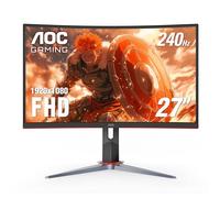 AOC C27G2Z 27" Curved Frameless Ultra-Fast Gaming Monitor, FHD 1080p, 0.5ms 240Hz, FreeSync, 2x HDMI 2.0, 1x Display Port, Height Adjustable, Xbox PS5 Switch Ready, 3-Year Zero-Bright-Dot