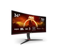 AOC CU34G2XP/BK 34 inch UW-QHD Gaming Monitor Curved, 180Hz, Fast VA Panel, 1ms MPRT, Adaptive Sync, HDR400, FreeSync Premium, (3440x1440 HDMI 2x 2.0