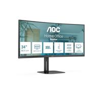 AOC CU34V5C/BK 34 inch UW-QHD Monitor Curved, 100Hz, VA Panel, 4ms GtG, , FreeSync, Height Adjustment, Speakers, (3440x1440 HDMI 1x 2.0 DP 1x 1.2 USB Hub) Black