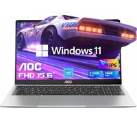 AOC Laptop Computer 15.6" Full HD IPS Display Laptop with N95 Processor(Up to 3.4GHz) Work Laptops 16GB RAM 512GB SSD Laptop Business Computer Light&Thin, Metal Shell, Webcam, Type-C, USB3.2