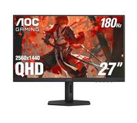 AOC Q27G4XN 27" Gaming Monitor, 2K QHD 2560x1440, 180Hz 1ms, Adaptive-Sync, Height Adjustable, 2X HDMI 2.0, 1x Display Port, Xbox/PS5/Switch Ready, 3-Year Zero-Bright-dot
