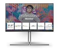 AOC U32U3CV 31.5 inch UHD Graphic Monitor 60Hz, Nano IPS Panel, 4ms GtG, Adaptive Sync, VESA HDR400 (certified), Height Adjustment, Speakers, (3840x2160 HDMI 2x 2.0 DP 1x 1.4 USB Hub) Black/Silver