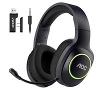 AOC Wireless Gaming Headphones with Bluetooth 5.4 & USB-C for PS5/4, Nintendo Switch, PC, Laptop, 2.4GHz Gaming Headset with Mic, 20ms Latency, 45H Playtime, 7.1 Virtual Surround- Glossy Black