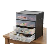 AOC24 1pc A4 Drawer Desk Storage Unit, Space Saving Paper Storage Drawer, Stationery Desktop Tower Clear View, Easy Pull Out Finger Hole Tabletop Organiser For Office Workspace Stationery (4 Shallow)