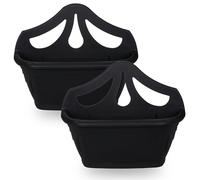 AOC24 - 42cm Wall Hanging Planter - Plastic Plant Flower Pot Indoor Outdoor - Garden Fence Hanging Planters - Venetian Design Drainage Holes - Fence Pot Container - 42 x 18 x 34 cm (2, Black)