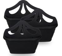 AOC24 - 42cm Wall Hanging Planter - Plastic Plant Flower Pot Indoor Outdoor - Garden Fence Hanging Planters - Venetian Design Drainage Holes - Fence Pot Container - 42 x 18 x 34 cm (3, Black)