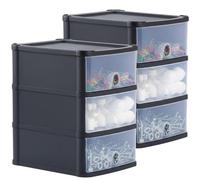 AOC24 - A5 3 Drawer Storage Unit Black/Clear - Desktop Organizer Tower 3L Drawers, Portable 3 Tier Handy Storage for Home, Office & Study Desk - Space Saving Drawer Unit 20D x 24.5W x 29H cm 2
