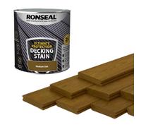 AOC24 - Decking Stain Paint Medium Oak 2.5L - Slip Resistant Ultimate Protection - Use On Exterior Hardwood Softwood Paint - Protects from Scuffs, Scratches and Foot Traffic