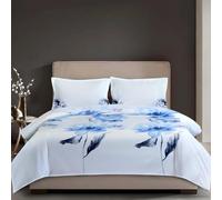 AOC24 Duvet Cover Set, King Size 100% Brushed Microfiber Duvet Cover with Pillowcases & Titch Button Closure, Soft Printed Bedding Set, Breathable & Comfortable (Midnight Petals, King)