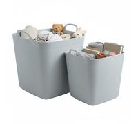 AOC24 - Flexible Tub 25L/40L- Heavy Duty Plastic Flexi Bucket for Laundry, Garden, Toys, Storage - Multi Purpose Strong Container Bin - Large Capacity Durable Flexi Tubs (Cool Grey, Set M/L)