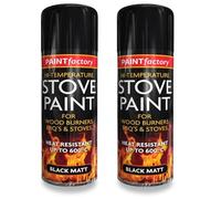 AOC24 - High Tempe Black Matt Stove Spray Paint 400ml - For Wood Burners BBQ's Stoves, Chimneys Fireplaces Paint - Matt Black Finish Spray Paint - Heat Resistant 600°C Interior Exterior Use (2)