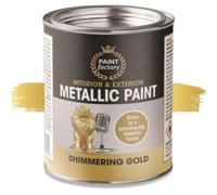AOC24 Metallic Paint 300ml - Shimmering Gold & Bright Silver - Furniture Paint for Wood, Metal, Plastic, Ceramic - DIY Craft, Home Decor, Ornaments, Interior & Exterior Use (1, Shimmering Gold)