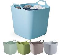 AOC24 - Plastic Flexible Tub 40L - Square Laundry Washing Tubs, Lightweight Multipurpose Garden Flexi Bucket, Indoor Outdoor Durable Container - Toys Clothes Tools Storage Tub Color (Assorted, L)