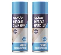 AOC24 Stain Stop Spray 400ml - One Coat White Aerosol for Blocking Stains on Walls & Ceilings - Covers Grease, Crayon, Pen, Rust, Water Marks - Quick Dry, Paintable Semi Gloss Finish (2, White)