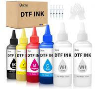 AOCAIINK DTF Ink 600ML Sediment-Free, Premium DTF Printer Ink, 6x100ml Refill for Epson ET-8550 XP15000 L1800, R1390 R2400, DTF Transfer Ink for PET Film (100ml x 6, 2 Wh+CMYK)