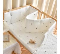 Aocase Airwrap Cot Bumper & Toddler Bed Guard Set, Breathable Mesh Cot Bed Bumper with Adjustable Ties, Universal Safety Rail Cover & Padded Side Protectors for Baby Cot & Parent Bed,NO02,120×28cm