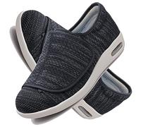 Aocase Diabetic Arthritis Swollen Footwear Women Diabetic Shoes Adjustable Closure Edema Shoes Extra Wide Walking Memory Foam Slippers Mesh Breathable Lightweight Walking Sneakers,Black Grey,38 EU
