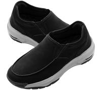 Aocase Diabetic Shoes for Men PU Leather Extra Wide Fit Trainers for Men Slip On Arch Support Road Running Shoes Lightweight Athletic Sneakers for Gym Fitness Jogging Walking,Black,47/285mm