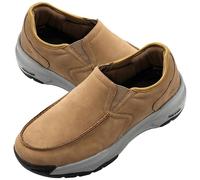 Aocase Diabetic Shoes for Men PU Leather Extra Wide Fit Trainers for Men Slip On Arch Support Road Running Shoes Lightweight Athletic Sneakers for Gym Fitness Jogging Walking,Khaki,42/260mm