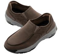 Aocase Diabetic Shoes for Men PU Leather Extra Wide Fit Trainers for Men Slip On Arch Support Road Running Shoes Lightweight Athletic Sneakers for Gym Fitness Jogging Walking,Brown,42/260mm