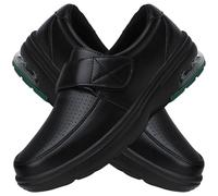 Aocase Diabetic Shoes for Women Waterproof PU Leather Edema Shoes Strap Adjustable for Elderly, Swollen Feet, Plantar Fasciitis Wide Fitting Slipper,Black,41/255mm