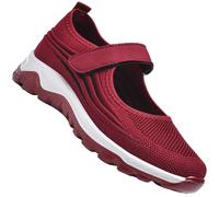 Aocase Diabetic Trainers Extra Wide Fitting Women's Slip-On Walking Shoes Mesh Breathable Lightweight Casual Sneakers for Work Gym Running Training Shoes,Red,41/255mm